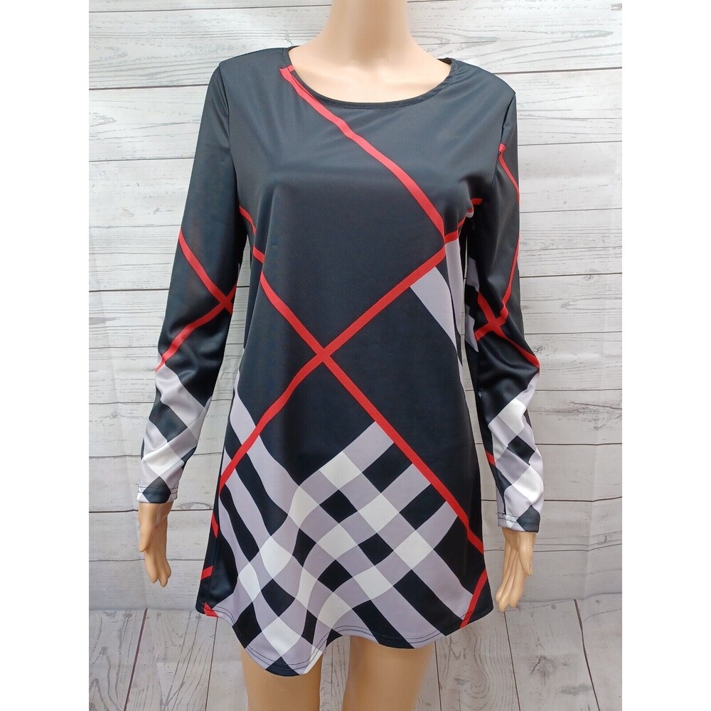 OC Order Plus Blouse Top Plaid Black White Sz L NWT
